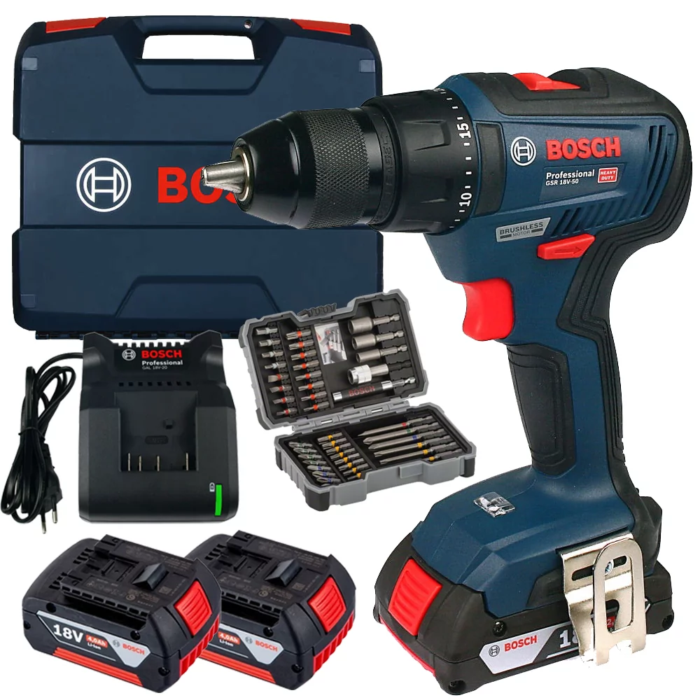 Bosch Wiertarko-wkrętarka GSR 18V-50 2 x 4.0Ah