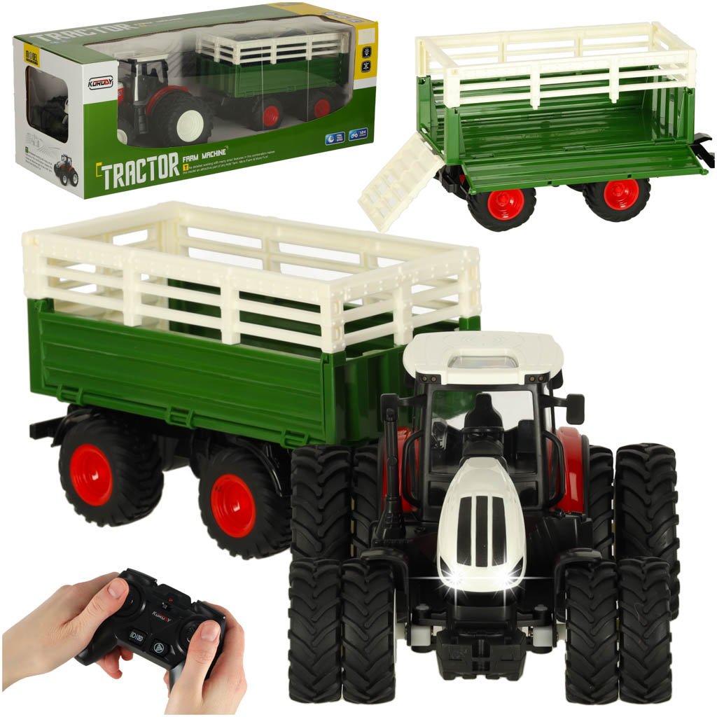 Traktor RC Zdalnie Sterowany Ciągnik Rolniczy z Przyczepą Pilot Farma 2,4G