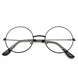 Okulary OKRĄGŁE Zerówki Uniseks - a'la Lenonki  3482 czarne - Okulary korekcyjne, oprawki, szkła - miniaturka - grafika 1