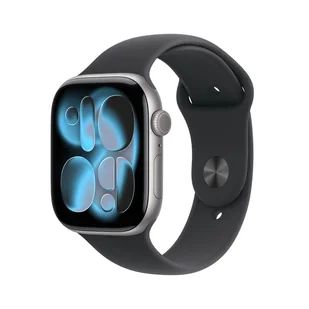 Apple Watch 11 GPS 46mm z aluminium gwiezdna szarość pasek sportowy M/L Czarny - Smartwatch - miniaturka - grafika 1