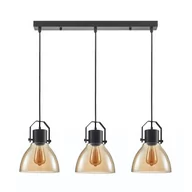 Lampy sufitowe - Darlena lampa wisząca 3-punktowa czarna/bursztynowa PND-22371-3-BK+AMB - miniaturka - grafika 1