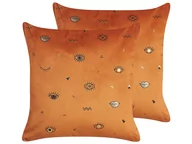 Poduszki dekoracyjne - Lumarko 2 Welurowe Poduszki Dekoracyjne Z Motywem Oka 45 X 45 Cm Pomarańczowe Aeonium - miniaturka - grafika 1