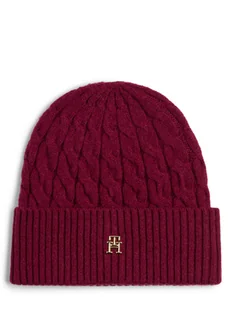 Tommy Hilfiger Czapka damska z zawartością wełny Kobiety Wełna czerwony jednolity, ONE SIZE - Czapki damskie - miniaturka - grafika 1