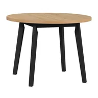 Stoły - Elegancki stół Oslo 3 z okrągłym blatem Dąb Artisan – czarne nogi, nowoczesny design - miniaturka - grafika 1