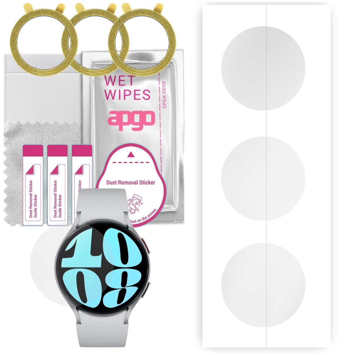 3x Folia hydrożelowa do Samsung Galaxy Watch 6 44mm - apgo Smartwatch Hydrogel Protection Ochrona na ekran smartwatcha