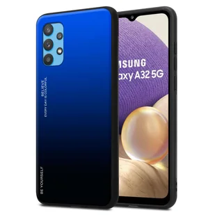 Etui Cadorabo do Samsung Galaxy A32 5G w kolorze NIEBIESKIM - CZARNYM Dwukolorowe etui ochronne wykonane ze szkła hartowanego i silikonowej nakładki z TPU na telefon komórkowy - Etui i futerały do telefonów - miniaturka - grafika 1