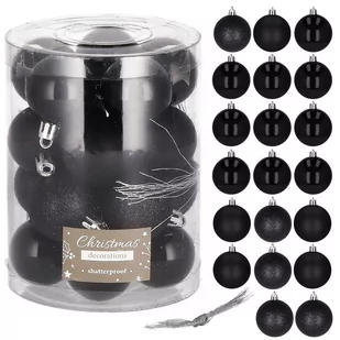 Bombki choinkowe 20 szt. ozdoby świąteczne zestaw 4cm czarny CA0124 - Bombki - miniaturka - grafika 1