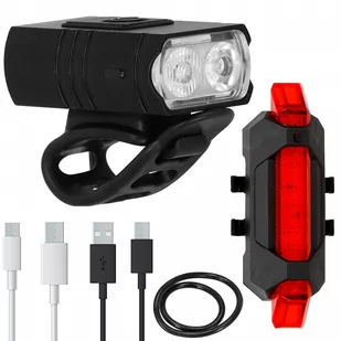 Zestaw lampek rowerowych na przód i tył 2 szt. na USB - Lampki rowerowe - miniaturka - grafika 1