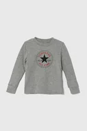 Bluzki dla dziewczynek - Converse longsleeve bawełniany kolor szary z nadrukiem - miniaturka - grafika 1