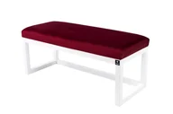 Ławki do przedpokoju - Ławka na buty LPG-2 140cm EMRAWOOD drewno lite kolor biały siedzisko gładkie kolor bordowy - miniaturka - grafika 1