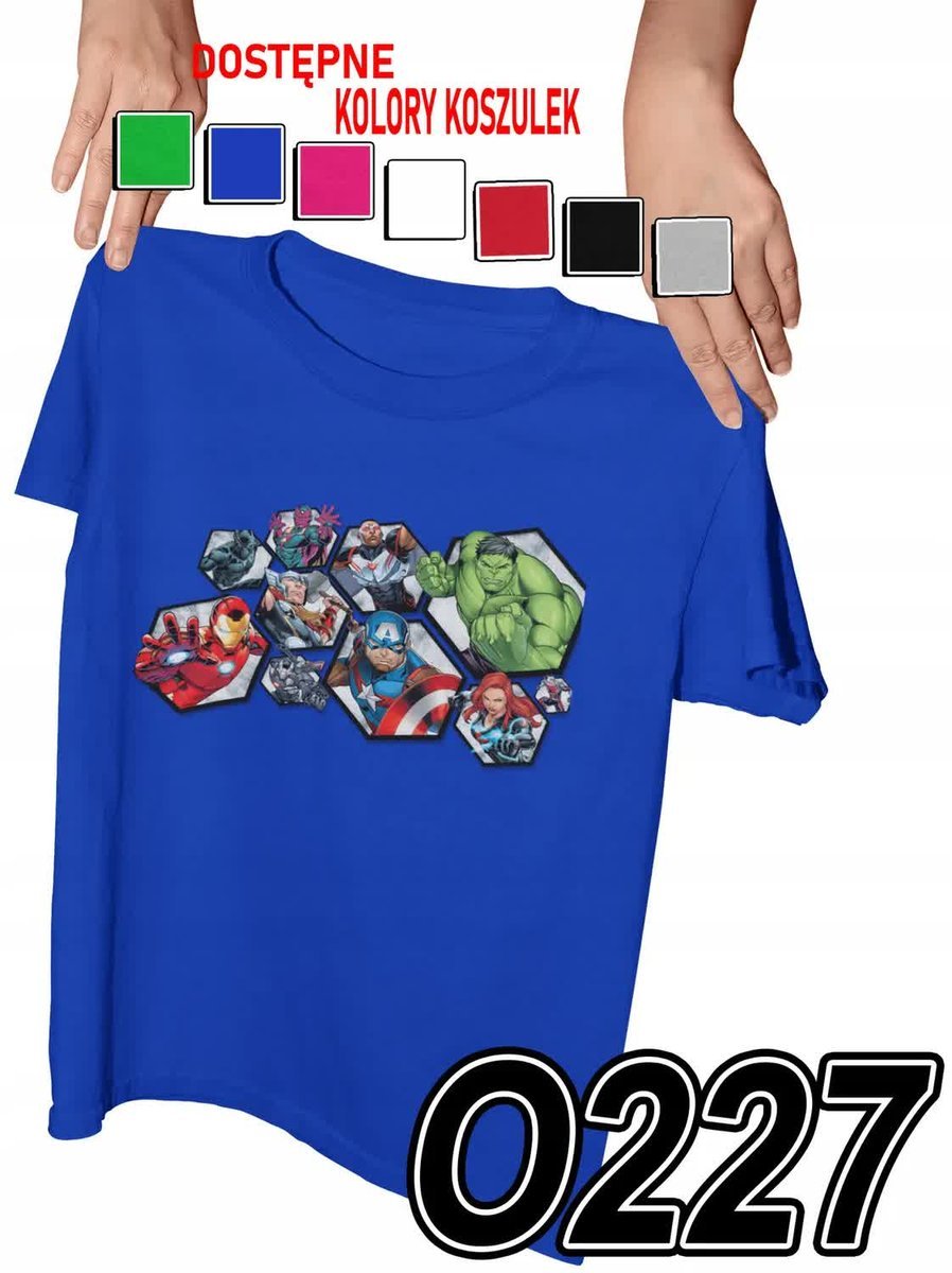 Koszulka Dziecięca Z Nadrukiem Avengers Hulk Spiderman Thor - M 134-140