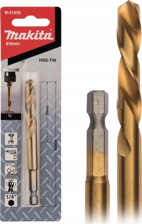 Makita Wiertło WIERTŁO DO METALU HSS-TIN 1/4