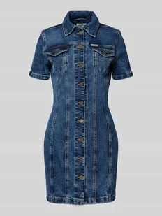 Sukienka jeansowa z wykładanym kołnierzem - Spodenki damskie - miniaturka - grafika 1