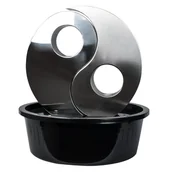 Fontanny ogrodowe - KÖHKO® Ściana wodna Yin Yang z oświetleniem LED Okrągła ok. Ø 48 cm Fontanna ze stali nierdzewnej z pierścieniem ze stali nierdzewnej - miniaturka - grafika 1