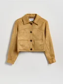 Kurtki i płaszcze dla dziewczynek - Reserved - Krótka kurtka z imitacji zamszu - bursztynowy - miniaturka - grafika 1