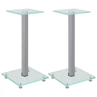 Stojaki pod głośniki, 2 szt, srebrne, szkło hartowane, 1 słupek Lumarko! - Głośniki - stojaki i akcesoria - miniaturka - grafika 3