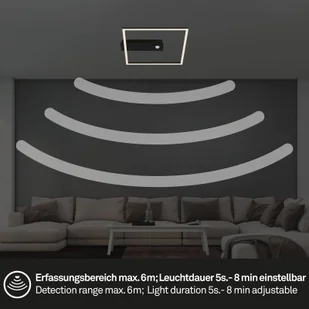Briloner Lampa sufitowa LED Nici kwadratowa czarna czujnik - Lampy sufitowe - miniaturka - grafika 3
