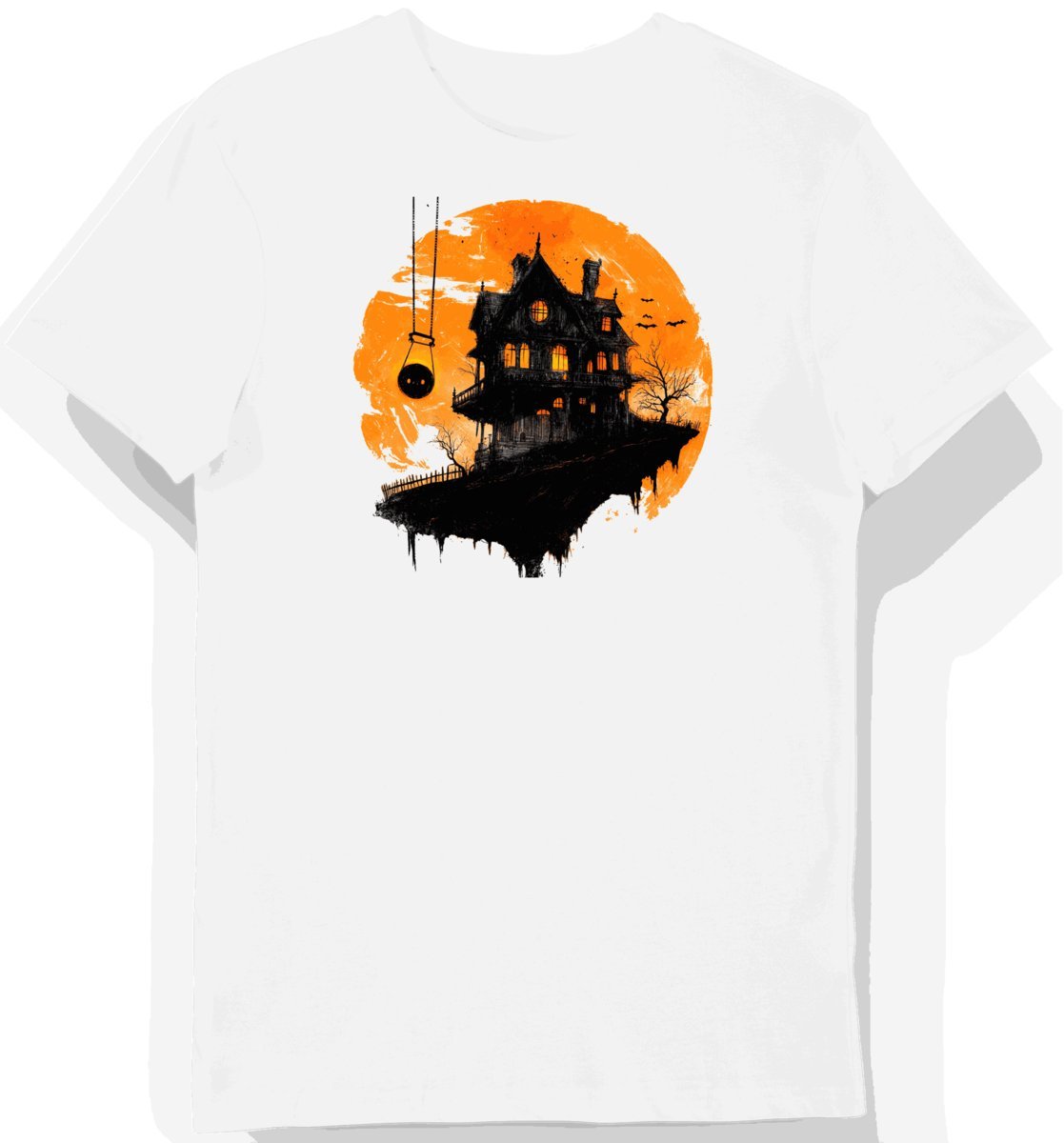 Koszulka męska biała z motywem nawiedzonego domu (52) XL