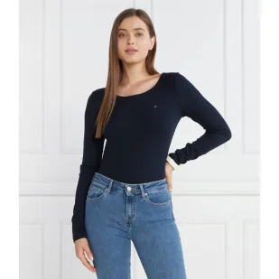 Tommy Hilfiger Bluzka 5X2 RIB O-NK LS | Slim Fit - Bluzki damskie - miniaturka - grafika 1