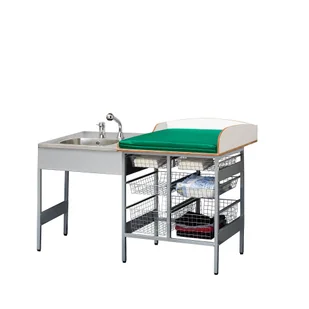 Przewijak NEIL, z koszykami, zlew z lewej, 1400x800 mm - Wyposażenie pokoiku dziecięcego - miniaturka - grafika 1