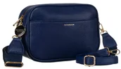 Torebki damskie - Miejska granatowa listonoszka z dwoma paskami w komplecie mała torebka damska na ramię lub przez ramię PETERSON skóra ekologiczna kieszonki na drobi.. - miniaturka - grafika 1
