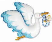 Balony i akcesoria - Balon foliowy Bocian Baby Boy, FX 61cm - Godan - miniaturka - grafika 1