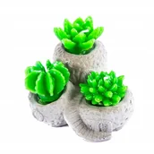 Świece - Świeczka Ozdobna Kaktus 3Szt. Kamienna Doniczka - miniaturka - grafika 1