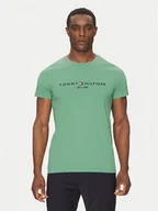 Koszulki męskie - Tommy Hilfiger T-Shirt Logo MW0MW11797 Zielony Regular Fit - miniaturka - grafika 1