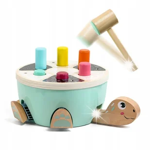 TOP BRIGHT Drewniana Zabawka Motoryczna Edukacyjna Wbijak Żółwia Z Młotkiem - Zabawki interaktywne dla dzieci - miniaturka - grafika 1