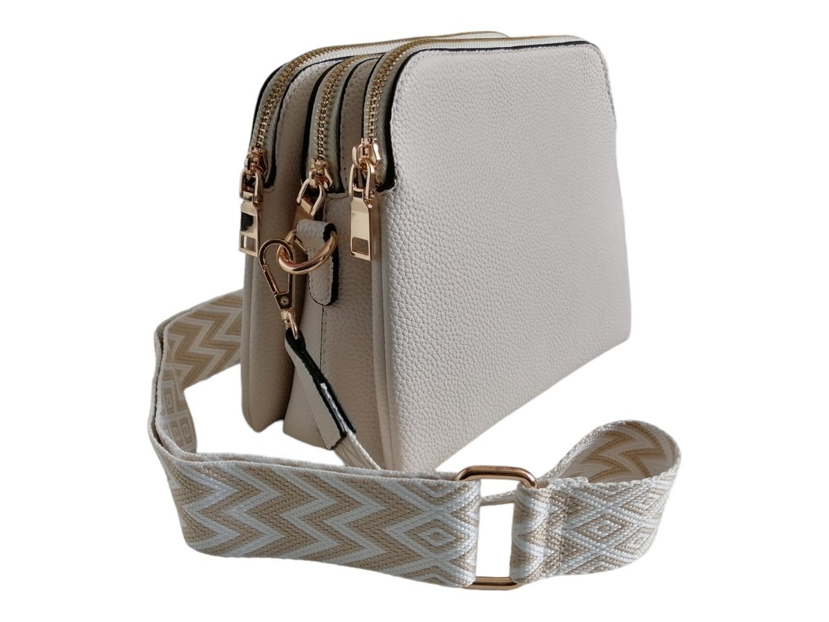 Klasyczna Torebka Damska Listonoszka Na Ramię - Beżowa Damska Torebka