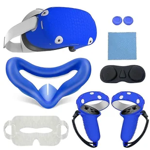 Silikonowa osłona ochronna do zestawu słuchawkowego Quest 2 VR, osłona twarzy, opaska na oczy, uchwyt do VR Acces Niebieski - Akcesoria do bielizny - miniaturka - grafika 1