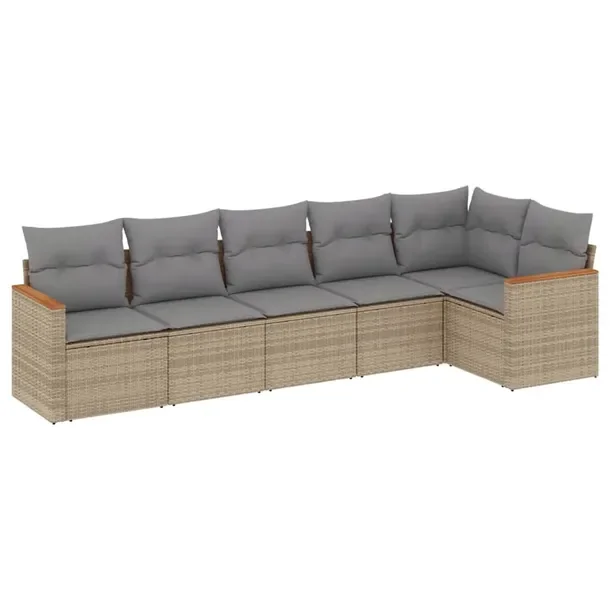 Beżowy zestaw mebli ogrodowych z rattanem PE, wymiary: 62 x 62 x 69 cm