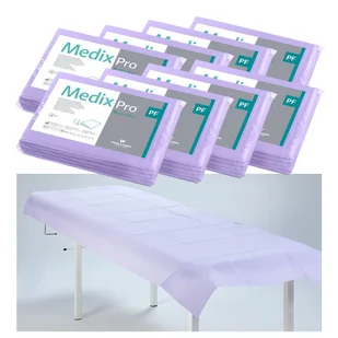 Prześcieradło jednorazowe 77cm x 210cm fioletowe podfoliowane 54g MedixPro 40szt - Kosmetyczne akcesoria jednorazowe - miniaturka - grafika 1