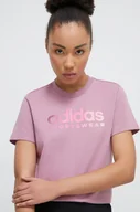 Koszulki sportowe damskie - adidas t-shirt bawełniany damski kolor fioletowy - miniaturka - grafika 1