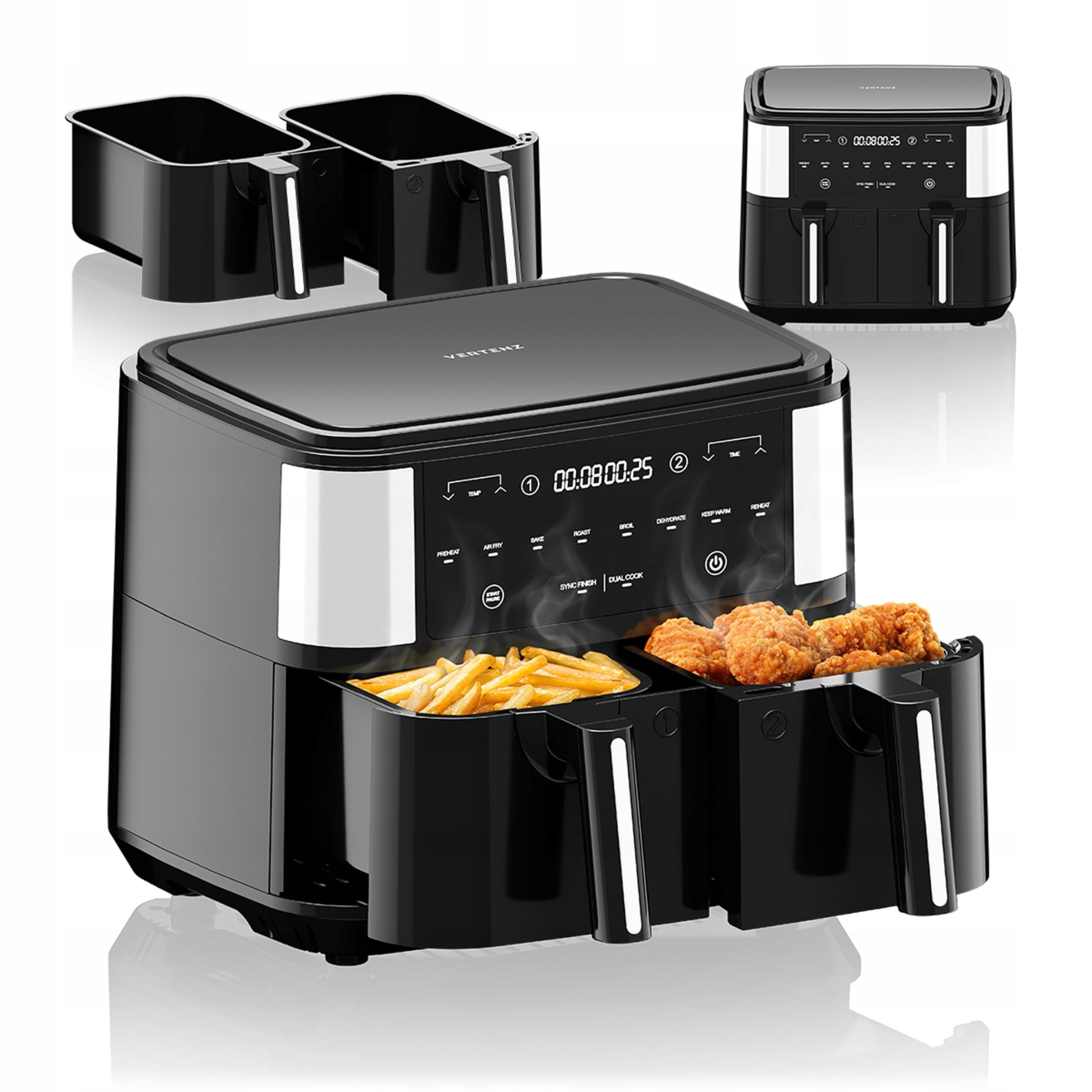 Frytkownica Beztłuszczowa Air Fryer Airfryer 9L Dual Dwukomorowa Frytownica
