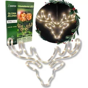 GŁOWA JELENIA RENIFERA LED BIAŁY CIEPŁY - Ozdoby bożonarodzeniowe - miniaturka - grafika 1