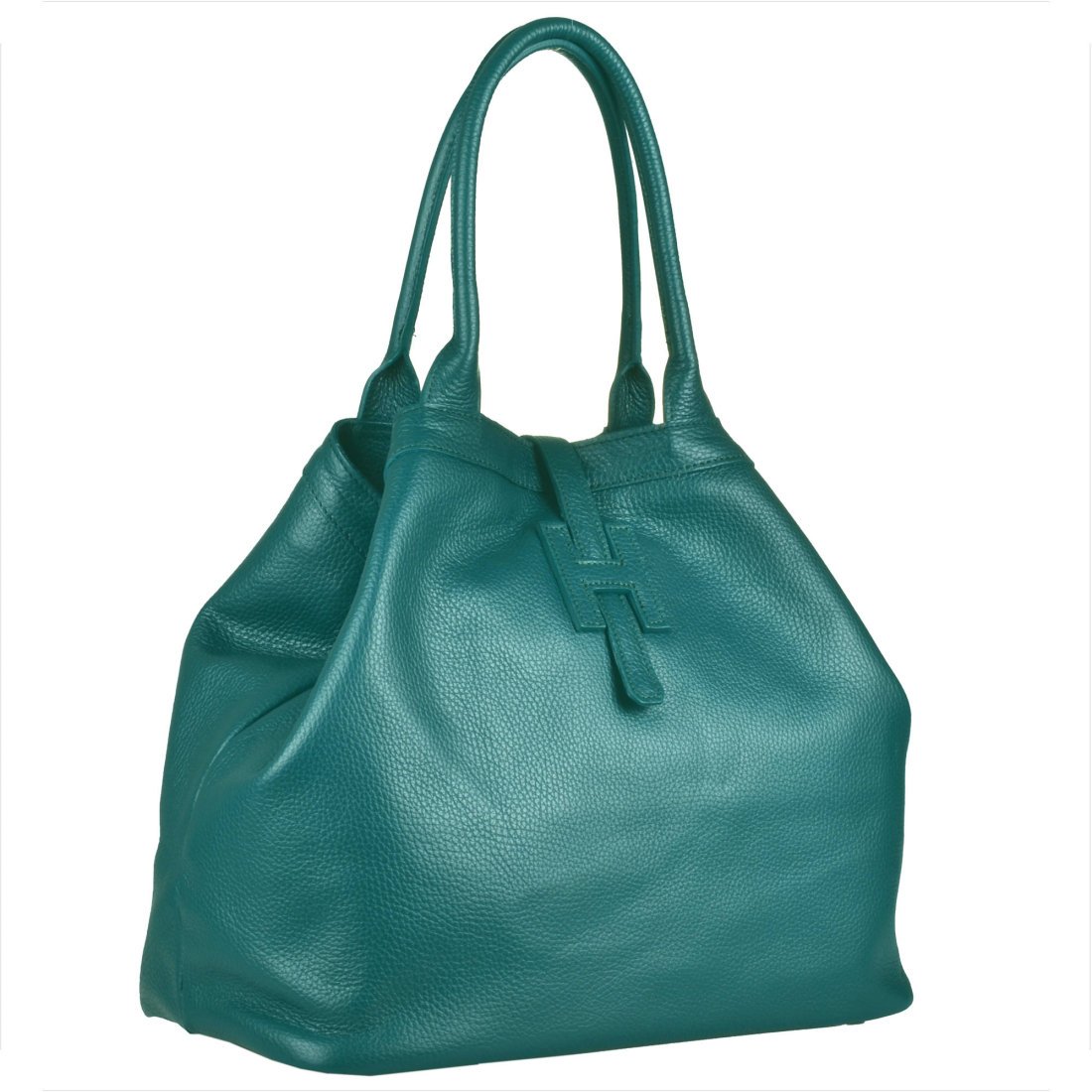 Torba shopper zieleń szmaragdowa pojemna skórzana XL