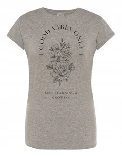 T-Shirt damski nadruk Good Vibes Only KWIATY r.S - Koszulki i topy damskie - miniaturka - grafika 1