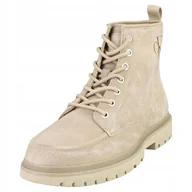 Botki męskie - Calvin Klein Jeans Trzewiki Męskie Skórzane Beżowe 41 3P9 - miniaturka - grafika 1