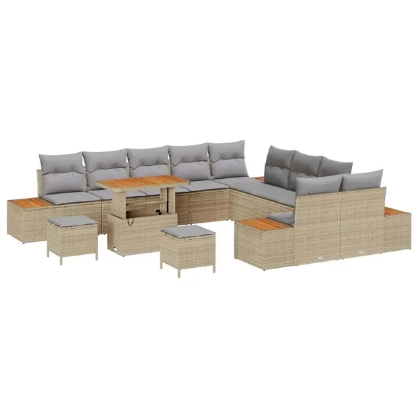 Zestaw Sof Ogrodowych dla 4 Osób, Beżowy, Rattan Naturalny, Wicker