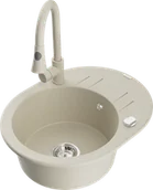 Zlewozmywaki z baterią - Mexen Kevin zlewozmywak granitowy 1-komorowy z ociekaczem i baterią kuchenną Elia, beżowy - 6517-69-670101-69 - miniaturka - grafika 1