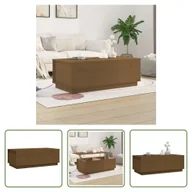 Ławy i stoliki kawowe - The Living Store Stolik kawowy miodowy brąz 100x50x35 cm lite drewno sosnowe - miniaturka - grafika 1