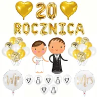 Wesele i ślub - 20 ROCZNICA ŚLUBU BALONY DEKORACJA ZESTAW ZŁOTY - miniaturka - grafika 1