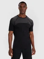 Koszulki sportowe męskie - 4F Koszulka treningowa bezszwowa męska - czarna L/XL - miniaturka - grafika 1