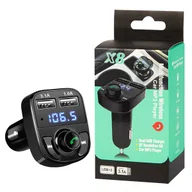 Ładowarki do telefonów - TRANSMITER FM BLUETOOTH UNIWERSALNY + ŁADOWARKA 3,1A ZESTAW GŁOŚNOMÓWIĄCY FM X8 CZARNY - miniaturka - grafika 1