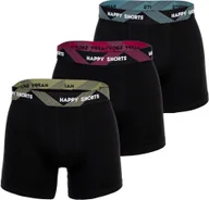 Majtki męskie - Happy Shorts bokserki męskie, 3-pak - retro jersey, logo w pasie czarny S - miniaturka - grafika 1
