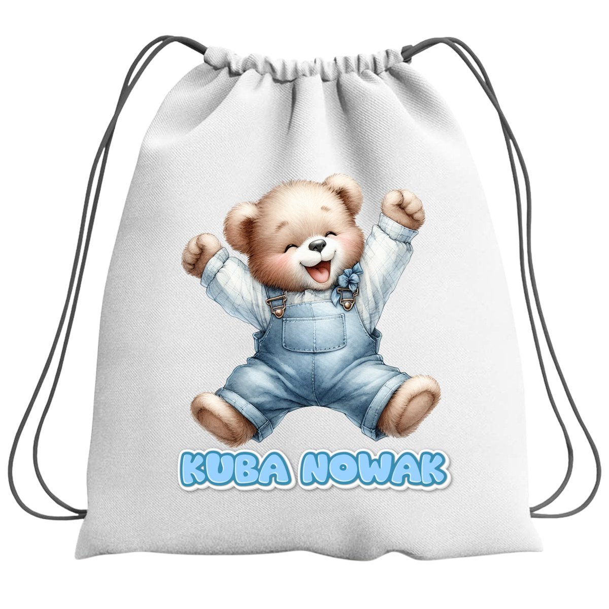 Plecak Worek Miś Misie Niebieski Szkolny Na Buty WF Obuwie Z Napisem