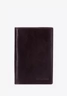 Etui na klucze - Etui na paszport skórzane z brązową lamówką - miniaturka - grafika 1