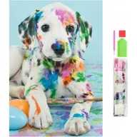 Prace ręczne dla dzieci - Haft diamentowy 5D 30x40cm mozaika zestaw pies koraliki dalmatyńczyk obraz - miniaturka - grafika 1