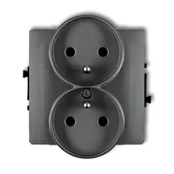 Gniazdka elektryczne - Karlik Gniazdo podwojne z uziemieniem do ramki DECO Soft - grafit - miniaturka - grafika 1